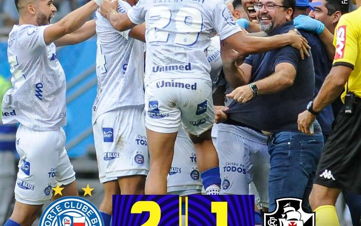 Série B: vice-líder Bahia vence Vasco de virada na Arena Fonte Nova
