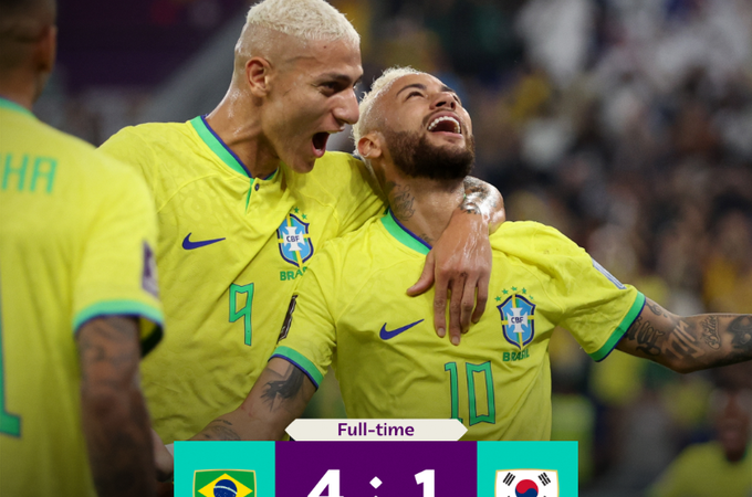 Brasil define classificação no primeiro tempo e goleia Coreia do Sul