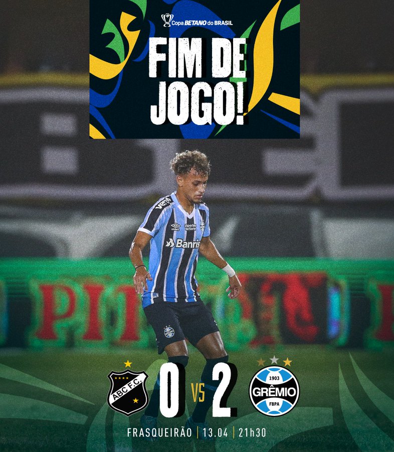 Copa do Brasil: Grêmio supera ABC por 2 a 0 no Frasqueirão