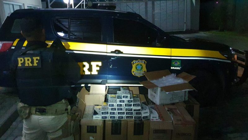 PRF apreende quase sete mil maços de cigarros contrabandeados e prende suspeito em Campo Grande no RN