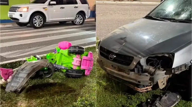 Carro atinge babá e criança de 2 anos em faixa de pedestres