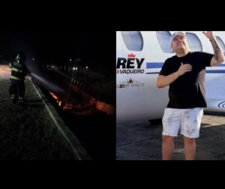 Avião de Rey Vaqueiro fica completamente destruído após acidente ao pousar em Parelhas