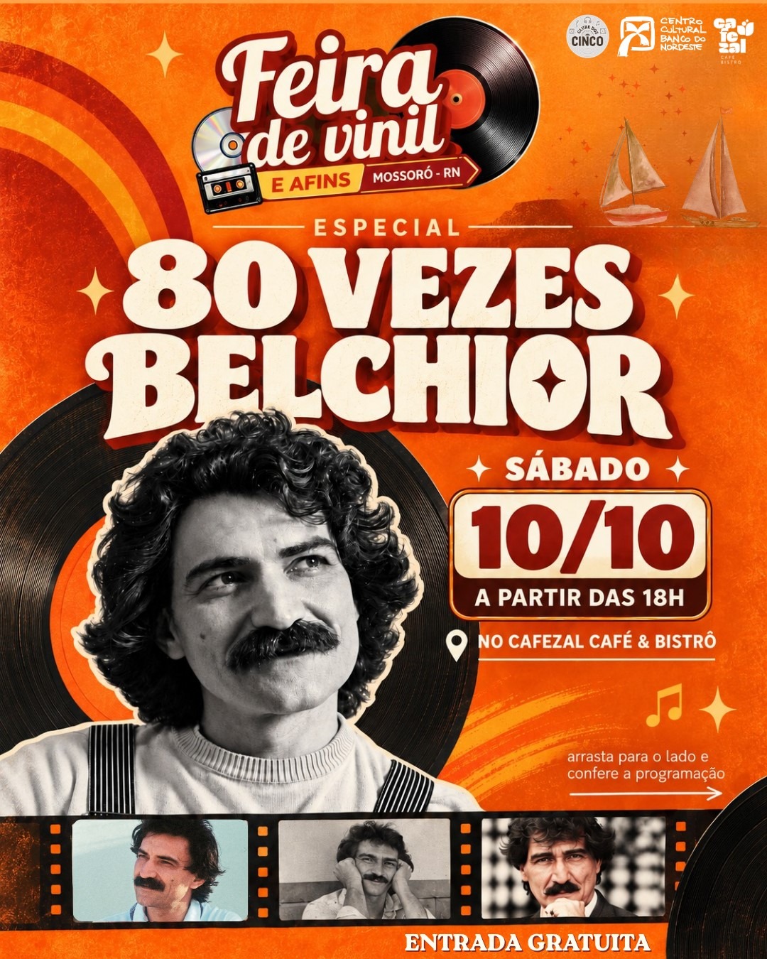 Feira de Vinil e Afins celebra os 80 anos de Belchior em edição especial em Mossoró amanhã (10/10)
